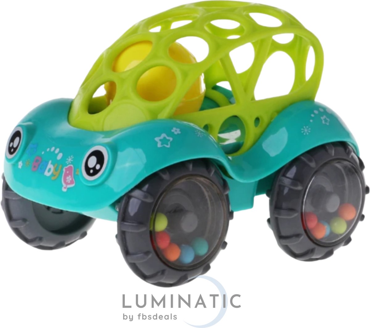 Speelgoed Auto - Oball - Speelgoedvoertuig - Baby Rammelaar - Baby Auto Rammelaar - Rammelaar - Ontwikkeling en Educatief Speelgoed - Speelgoed 3 Jaar - Kraamcadeau - Baby Speelgoed | Luminatic® | Turqoise